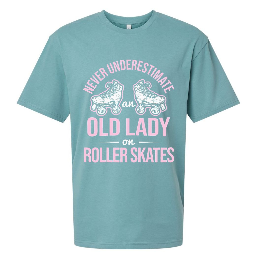 Old Lady On Roller Derby Roller Skating Roller Skate Sueded Cloud Jersey T-Shirt