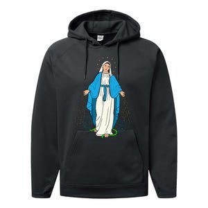 Our Lady Of Grace Virgen De La Medalla Milagrosa Performance Fleece Hoodie