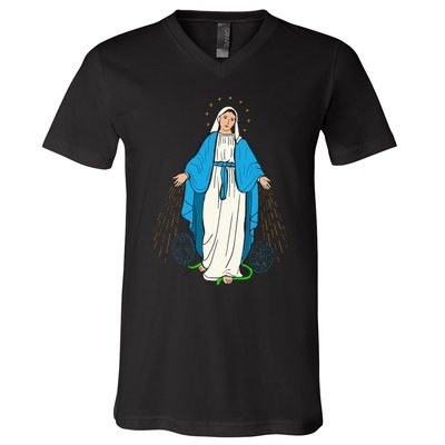 Our Lady Of Grace Virgen De La Medalla Milagrosa V-Neck T-Shirt