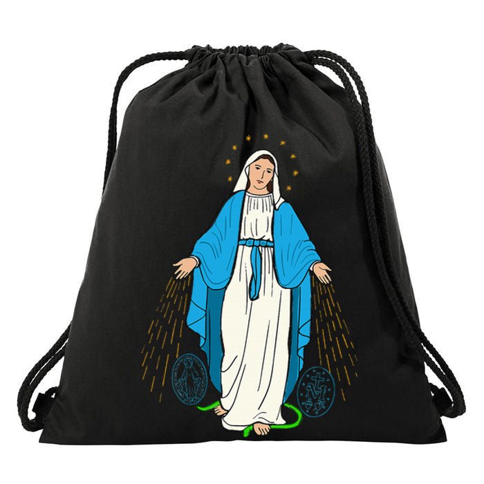 Our Lady Of Grace Virgen De La Medalla Milagrosa Drawstring Bag