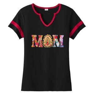 Our Lady of Guadalupe Saint Virgin Mary Mexican Mom Madre Ladies Halftime Notch Neck Tee