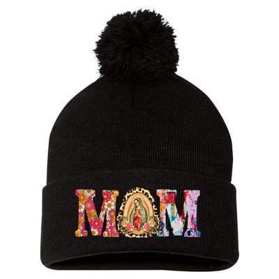 Our Lady of Guadalupe Saint Virgin Mary Mexican Mom Madre Pom Pom 12in Knit Beanie