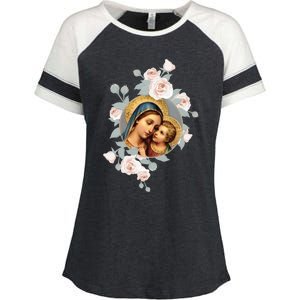 Our Lady Of Good Remedy Blessed Mother Mary Art Catholic Cute Gift Enza Ladies Jersey Colorblock Tee