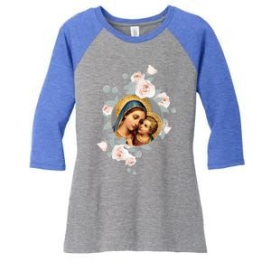 Our Lady Of Good Remedy Blessed Mother Mary Art Catholic Cute Gift Women's Tri-Blend 3/4-Sleeve Raglan Shirt