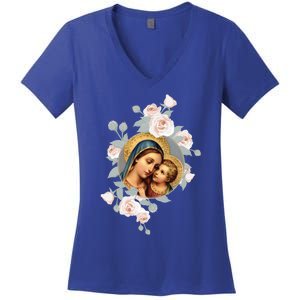 Our Lady Of Good Remedy Blessed Mother Mary Art Catholic Cute Gift Women's V-Neck T-Shirt