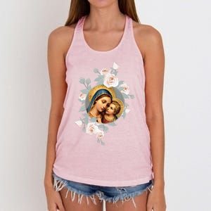 Our Lady Of Good Remedy Blessed Mother Mary Art Catholic Cute Gift Women's Knotted Racerback Tank