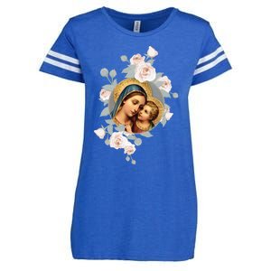 Our Lady Of Good Remedy Blessed Mother Mary Art Catholic Cute Gift Enza Ladies Jersey Football T-Shirt