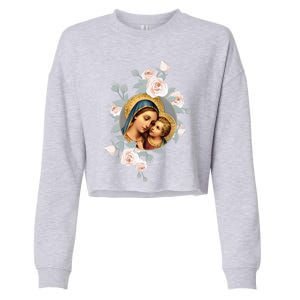 Our Lady Of Good Remedy Blessed Mother Mary Art Catholic Cute Gift Cropped Pullover Crew