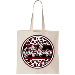 Oklahoma Leopard Ok Varsity Style Red Text Tote Bag