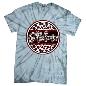 Oklahoma Leopard Ok Varsity Style Red Text Tie-Dye T-Shirt