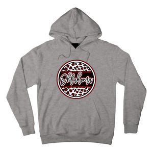 Oklahoma Leopard Ok Varsity Style Red Text Tall Hoodie