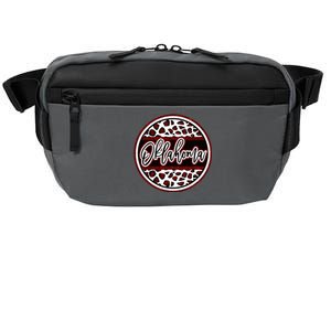 Oklahoma Leopard Ok Varsity Style Red Text Crossbody Pack