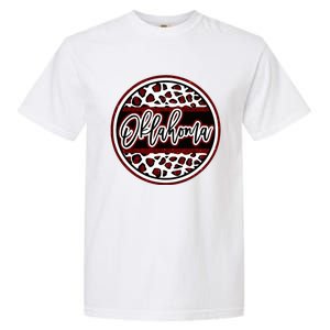 Oklahoma Leopard Ok Varsity Style Red Text Garment-Dyed Heavyweight T-Shirt