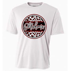 Oklahoma Leopard Ok Varsity Style Red Text Cooling Performance Crew T-Shirt