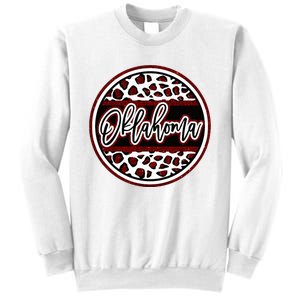 Oklahoma Leopard Ok Varsity Style Red Text Sweatshirt