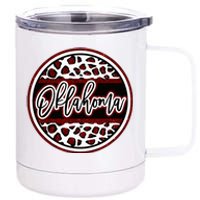 Oklahoma Leopard Ok Varsity Style Red Text 12 oz Stainless Steel Tumbler Cup