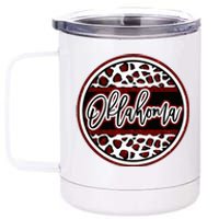 Oklahoma Leopard Ok Varsity Style Red Text 12 oz Stainless Steel Tumbler Cup