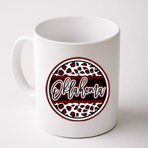 Oklahoma Leopard Ok Varsity Style Red Text Coffee Mug