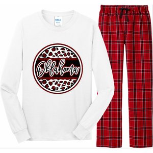 Oklahoma Leopard Ok Varsity Style Red Text Long Sleeve Pajama Set