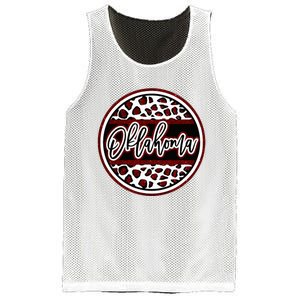 Oklahoma Leopard Ok Varsity Style Red Text Mesh Reversible Basketball Jersey Tank