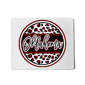 Oklahoma Leopard Ok Varsity Style Red Text Mousepad