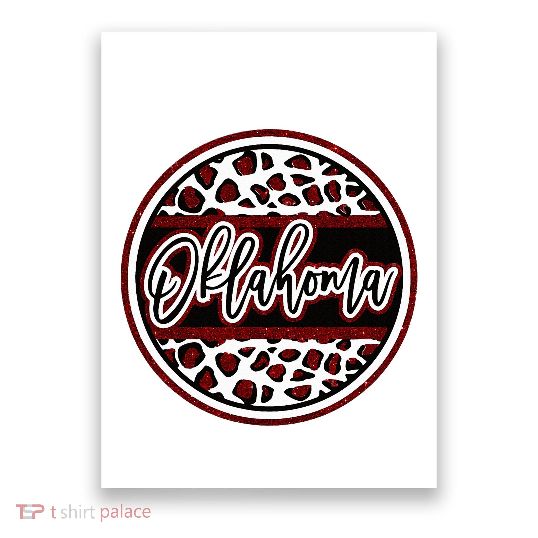 Oklahoma Leopard Ok Varsity Style Red Text Poster