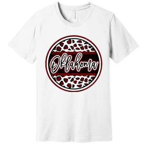 Oklahoma Leopard Ok Varsity Style Red Text Premium T-Shirt