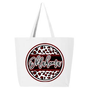 Oklahoma Leopard Ok Varsity Style Red Text 25L Jumbo Tote