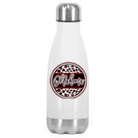 Oklahoma Leopard Ok Varsity Style Red Text Stainless Steel Insulated Water Bottle