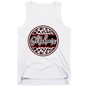 Oklahoma Leopard Ok Varsity Style Red Text Tank Top