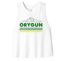 Oregon Lovers Orygun Outdoors Beautiful Mt. Hood Women's Racerback Cropped Tank