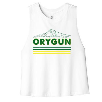 Oregon Lovers Orygun Outdoors Beautiful Mt. Hood Women's Racerback Cropped Tank