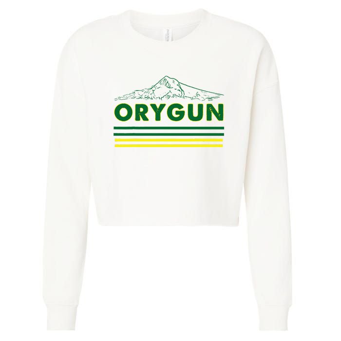 Oregon Lovers Orygun Outdoors Beautiful Mt. Hood Cropped Pullover Crew