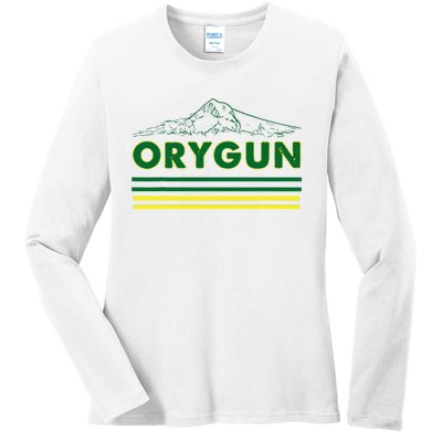 Oregon Lovers Orygun Outdoors Beautiful Mt. Hood Ladies Long Sleeve Shirt