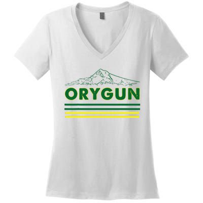 Oregon Lovers Orygun Outdoors Beautiful Mt. Hood Women's V-Neck T-Shirt