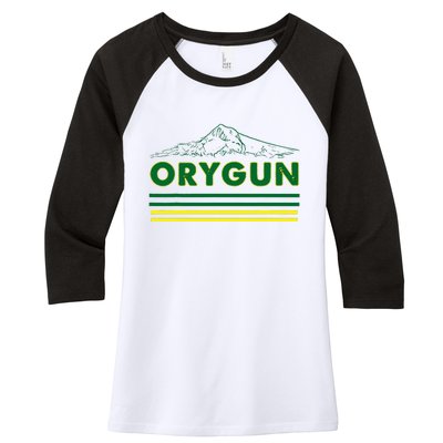 Oregon Lovers Orygun Outdoors Beautiful Mt. Hood Women's Tri-Blend 3/4-Sleeve Raglan Shirt