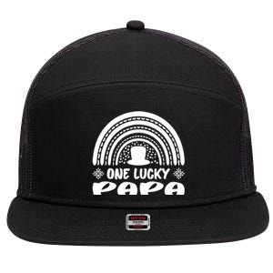 One Lucky Papa Gift St Patrick's Day Funny For Daddy Great Gift 7 Panel Mesh Trucker Snapback Hat