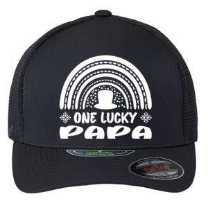 One Lucky Papa Gift St Patrick's Day Funny For Daddy Great Gift Flexfit Unipanel Trucker Cap