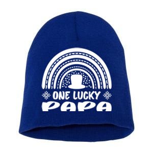 One Lucky Papa Gift St Patrick's Day Funny For Daddy Great Gift Short Acrylic Beanie