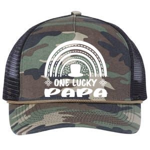 One Lucky Papa Gift St Patrick's Day Funny For Daddy Great Gift Retro Rope Trucker Hat Cap