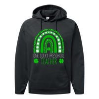 One Lucky Preschool Teacher St Patricks Day Funny Rainbow Performance Fleece Hoodie