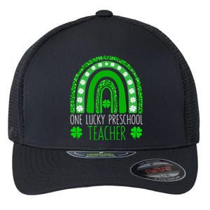 One Lucky Preschool Teacher St Patricks Day Funny Rainbow Flexfit Unipanel Trucker Cap