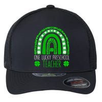 One Lucky Preschool Teacher St Patricks Day Funny Rainbow Flexfit Unipanel Trucker Cap