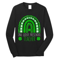 One Lucky Preschool Teacher St Patricks Day Funny Rainbow Long Sleeve Shirt