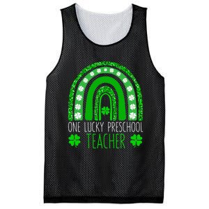 One Lucky Preschool Teacher St Patricks Day Funny Rainbow Mesh Reversible Basketball Jersey Tank