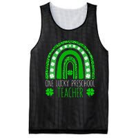 One Lucky Preschool Teacher St Patricks Day Funny Rainbow Mesh Reversible Basketball Jersey Tank