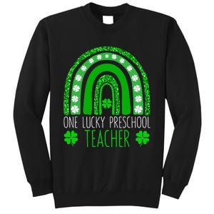 One Lucky Preschool Teacher St Patricks Day Funny Rainbow Tall Sweatshirt