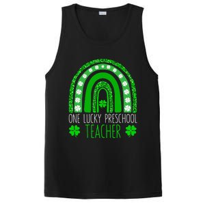 One Lucky Preschool Teacher St Patricks Day Funny Rainbow PosiCharge Competitor Tank