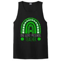 One Lucky Preschool Teacher St Patricks Day Funny Rainbow PosiCharge Competitor Tank