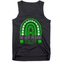 One Lucky Preschool Teacher St Patricks Day Funny Rainbow Tank Top